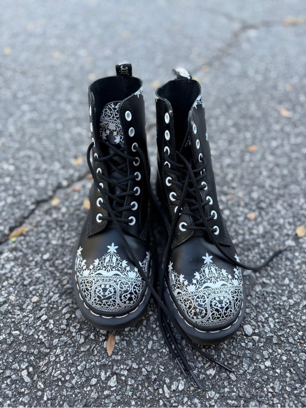 Limited Edition Pascal Lace Dr. Martens Black Lace-Up Combat Boots